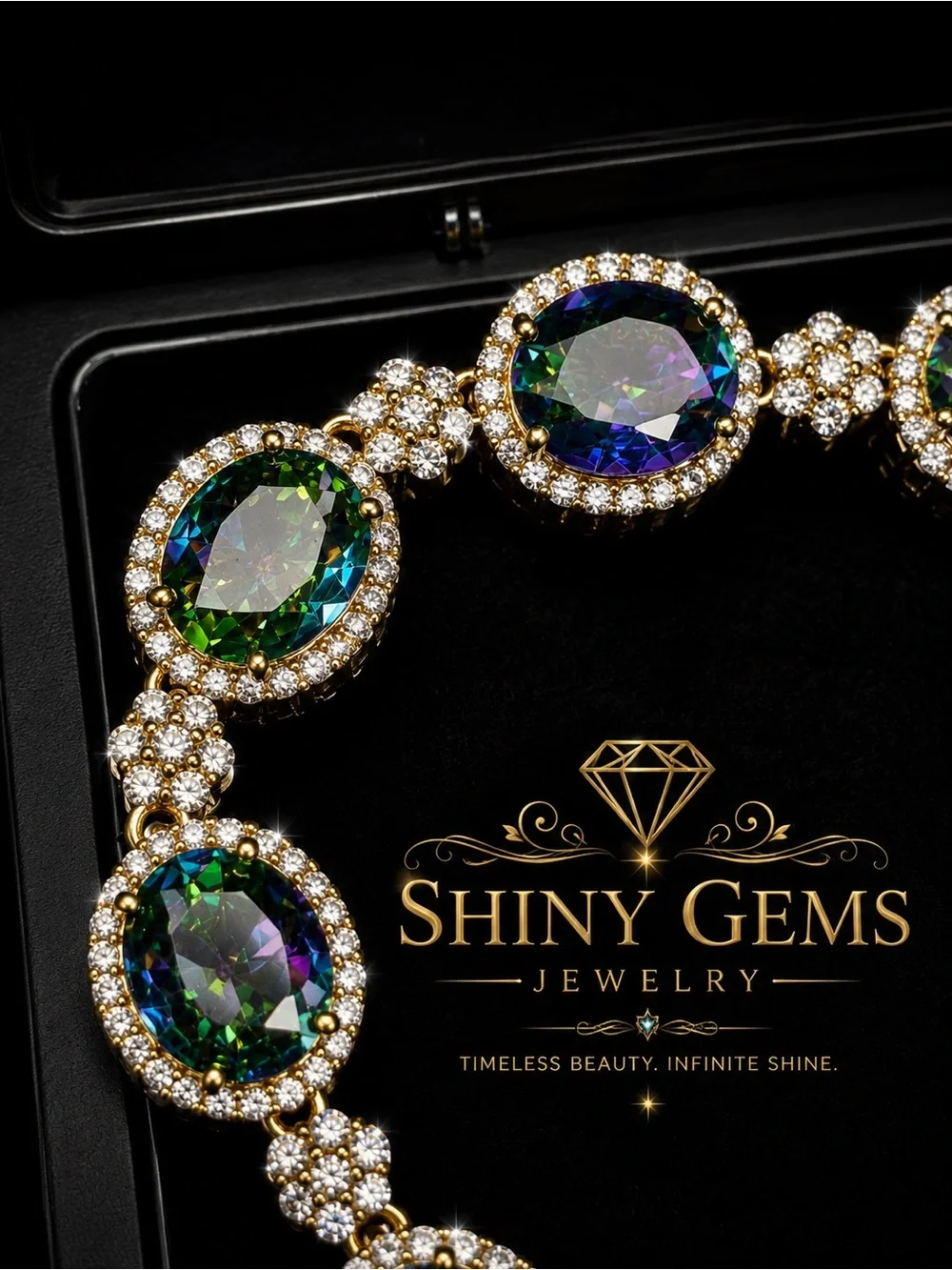 Gold Bracelet with Multicolor Mystic Topaz Stones